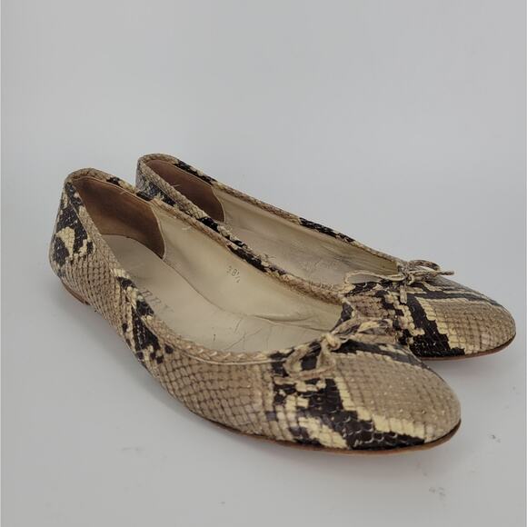 Burberry Snake Print Bow Ballerina Flats 8.5 - Picture 1 of 11